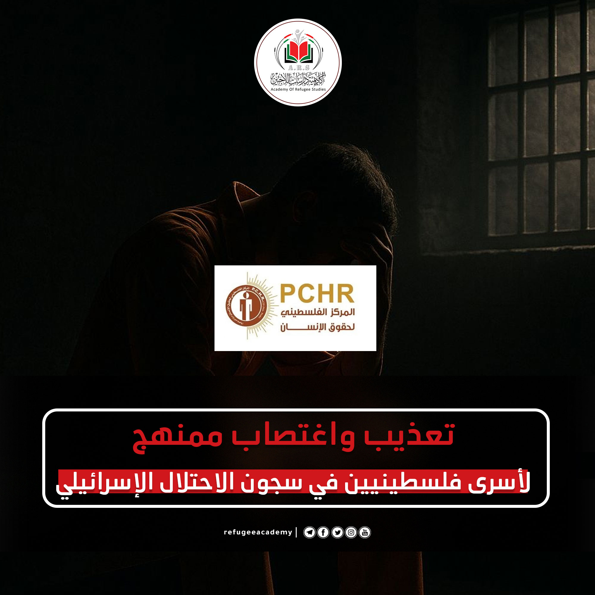 المركز الفلسطيني لحقوق الإنسان يوثق تعذيبًا واغتصابًا ممنهجًا لأسرى فلسطينيين في سجون الاحتلال الإسرائيلي